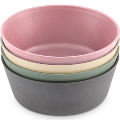 WeeSprout Bamboo Kids Bowls, Set of Four Kid-Sized Dinnerware, Cereal, Leftovers & Snack Bowl