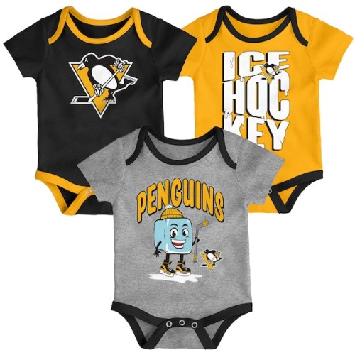Infant & Newborn Pittsburgh Penguins Outerstuff Triple Header Three-Piece Bodysuit Set
