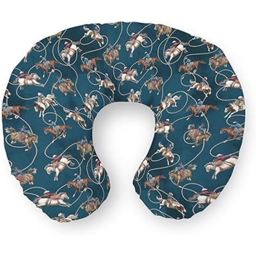Vintage Cowboy Life Nursing Pillow Covers Country Western Cowboys Horse Soft Stretchy Removable Covers for Breastfeeding Pillows Wild West Pillow Slipcover for Baby Girls Boys Newborn Nursery Navy