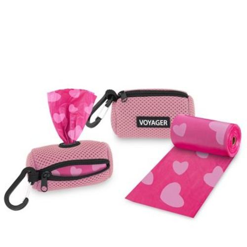 Voyager Dog Waste Bag Dispenser Pouch Mesh - Pink, Two Pieces