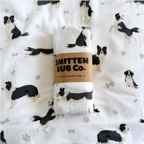 Border Collie Bamboo Cotton Muslin Wrap – Smitten Bub Co.