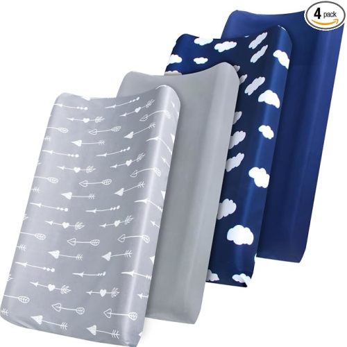 Changing Pad Cover 4-Pack, 32"x16" Changing Table Sheets, Multi-Color