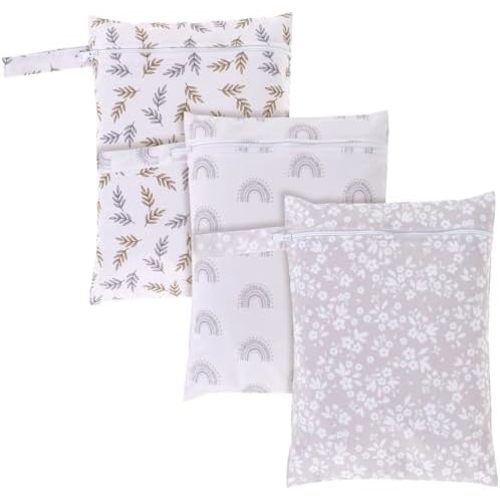 3Pcs Waterproof Wet Bag, Wet Bag Storage Bag Washable Travel Bags with Zipper Closure, Reusable Baby Diaper Bag Organizing Pouches wet bag for swimsuit, towels, Wet Clothes, Beach, 14" x 11" (Style 1)