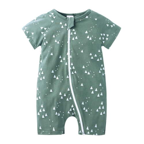 Weebloom Baby Pajamas,Summer Short Sleeved Print Double Zipper Crawl Suit Bodysuit Sleepwear Baby Rompers Girl,0-3 Months