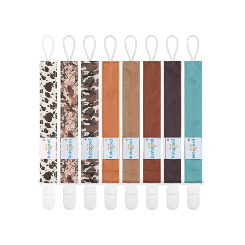 Babygoal Pacifier Clips 8 Pack, Pacifier Holder Clips for Baby Boys and Girls Fits for Most Pacifier, Binkie Styles & Baby Teethers & Toys and Gift-Neutral Color 8PS46-B