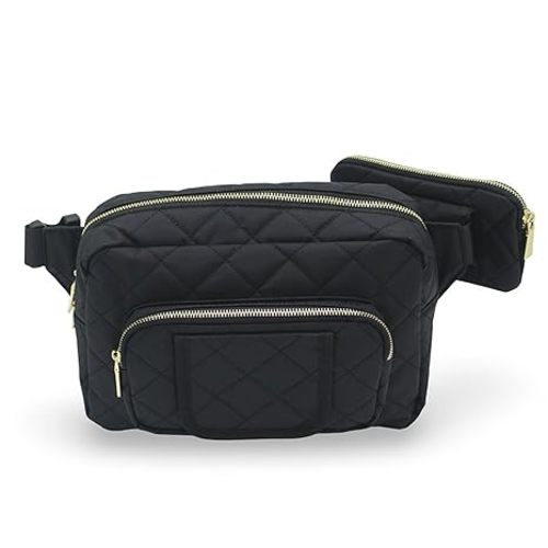 Lion & Light® Small Diaper Bag - Mini Diaper Bag with Portable Changing Pad, Fanny Pack Crossbody Bags for Baby & Toddler, Black Travel-Friendly Baby Tote with Adjustable Strap & Zippered Pockets