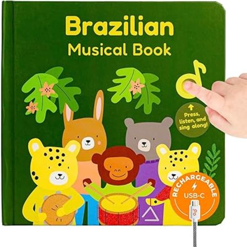 Cali's Books Brazilian Nursery Rhymes Book - Portuguese Sound Book for Toddlers 1-3 Years Old, Educational Music Toys for Bilingual Kids with Lyrics & Translations, Musical Baby Books for Children