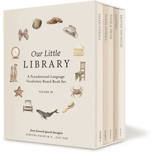 Our Little Library Vol. 2: First 100 Words Board Book Box Set, including Ocean Animals, Safari Animals, Food and Drink, Clothes, and Around the House (Tabitha Paige Children's Book Series)