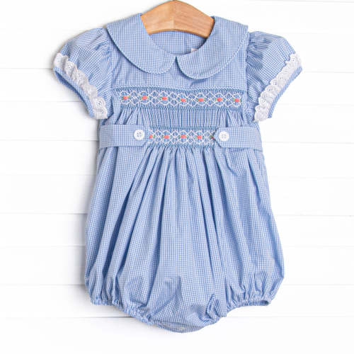 Bleu: Sellers Smocked Bubble, Blue Gingham – Stitchy Fish