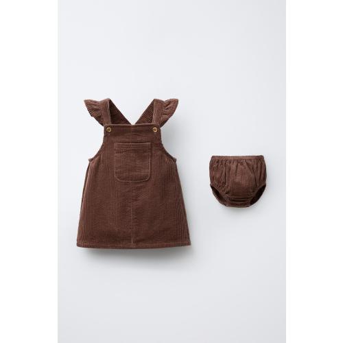 CORDUROY PINAFORE DRESS AND BLOOMERS - 9 months