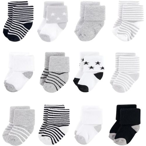 Hudson Baby Basics Unisex Baby Cozy Terry Baby Sock 12-Pack