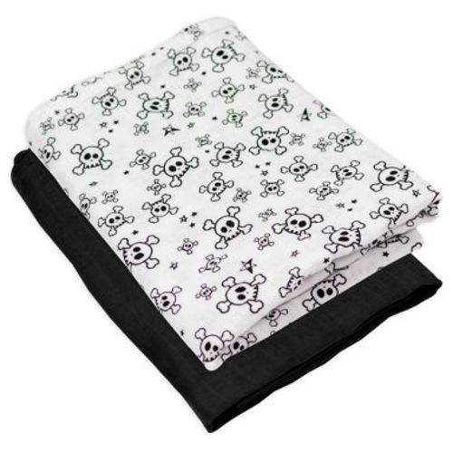 Honest Baby Organic Cotton Muslin Swaddle Blankets - Tossed Skulls 2pk
