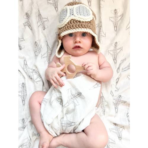 F-16 Viper Blueprint Fighter Jet Muslin Swaddle/Blanket- Newborn Gift-Squadron Baby Shower- USAF- Little Aviator