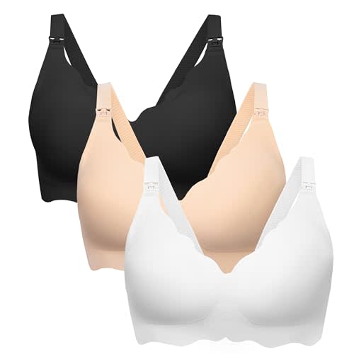Angelhood Nursing Bras for Breastfeeding Ultra Comfort Seamless Maternity Bra Pack Wireless Pregnancy Bralette Bra Extender