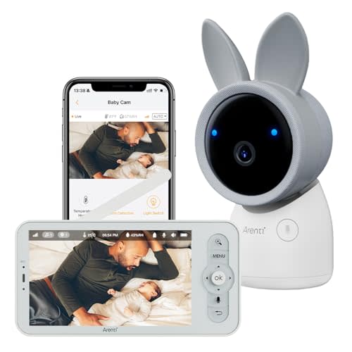 ARENTI Upgraded Baby Monitor with Camera, 3MP 2.4G WiFi Baby Camera Monitor, Infrared Night Vision, Night Light, 2-Way Audio, Cry&Motion Detection, Temp&Humidity Sensor, App Control