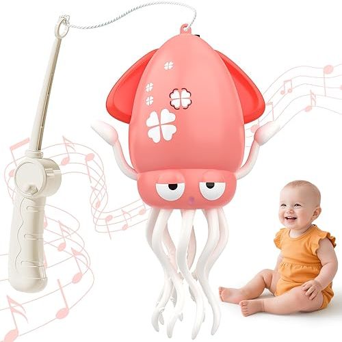 Dancing Octopus Baby Toy: Tummy Time Toys Electric Crawling Squid 3 4 5 6 7 8 9 10 11 12 Year Old Boy Learning Walking 3-6 Toddler Age 36 Months Music Development Kids Girl 1st Birthday Gifts (Pink)