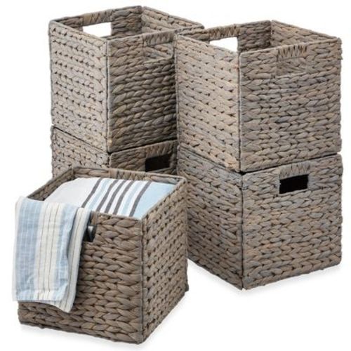 Best Choice Products 10.5x10.5in Hyacinth Storage Baskets, Set of 5 Multipurpose Collapsible Organizers