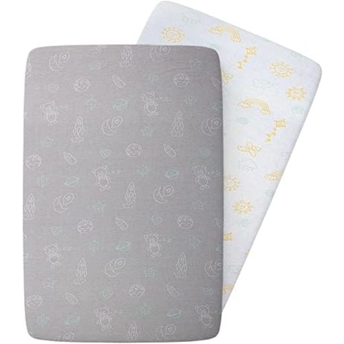 100% Organic Cotton Bassinet Sheets for Guava Lotus Bassinet, 2 Pack – Breathable Soft Fitted Bassinet Sheets for Baby & Newborn, Unisex (Day and Night)