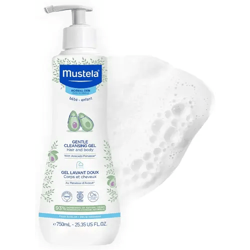 Mustela Gentle Cleansing Gel - Baby Wash for Delicate Skin and Hair - Newborn-Safe Cleanser - Made with with Natural Avocado Perseose - 1 or 2-Pack - Various Sizes
