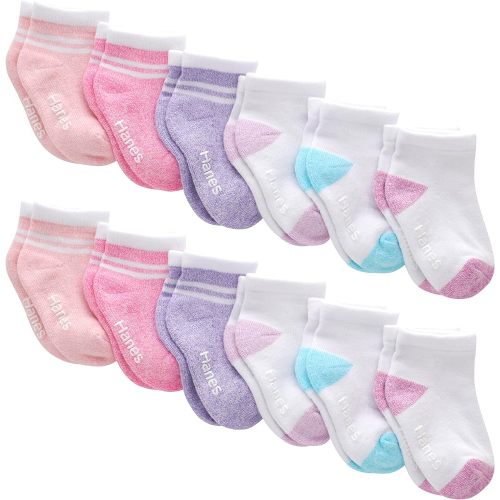 Hanes Baby and Toddler, Non-Slip Grip Ankle Socks, Boys' and Girls', Multipacks