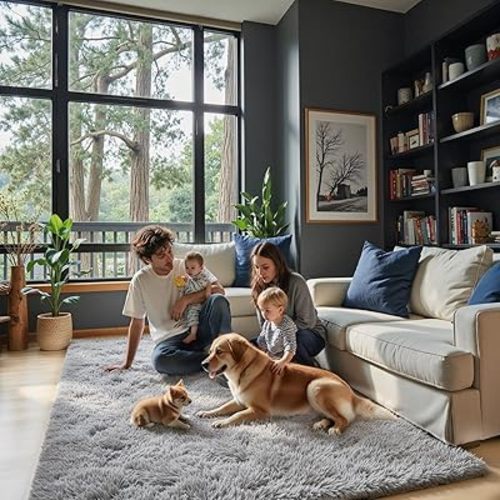 Rugs for Bedroom 4x6, Alfombras para Salas Shag Large Plush Soft Area Rug, Shaggy Carpets for Livingroom, Kids Boys Girls Home Decor Aesthetic(Light Grey, 4 x 6)