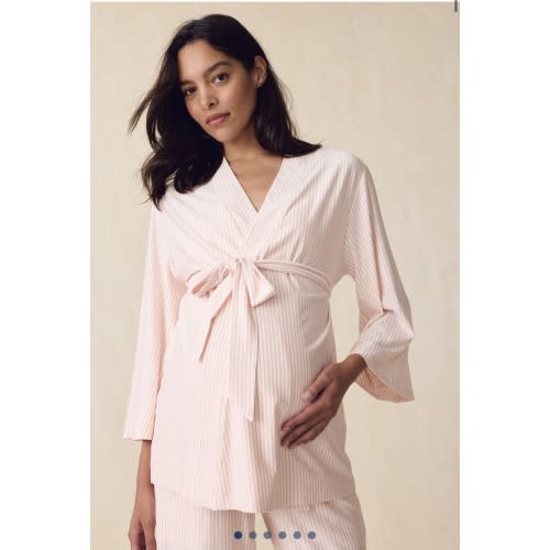 LAKE | Women | DreamModal™ Pajamas | English Rose Pencil Stripe Maternity Kimono Bundle