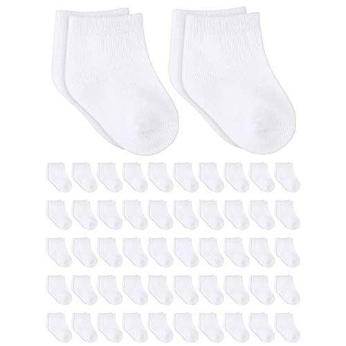 Jecery 50 Pairs Baby Cotton Socks Bulk Newborn Ankle Unisex Baby Socks Stretch for Toddler Boys Girls