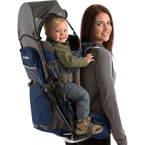 Hiking Baby Carrier Backpack - Comfortable Toddler/Baby Backpack Carrier System with Diaper Change Pad, Insulated Pocket + Rain and Sun Hood to Protect Your Child