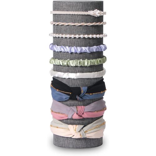 Coward Vertical Headband Holder Hairband Accessories Display Stand Necklaces Scrunchie Hairband Showcase Storage (gray linen)