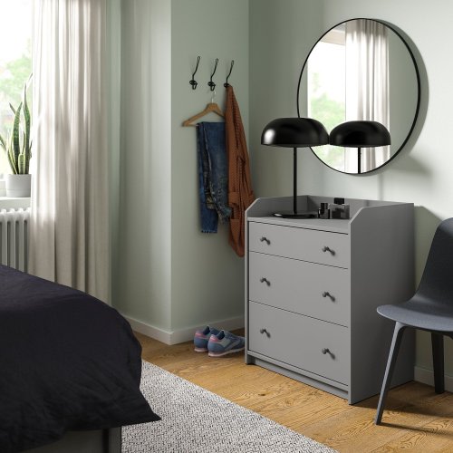Ikea - HAUGA 3-drawer dresser - gray