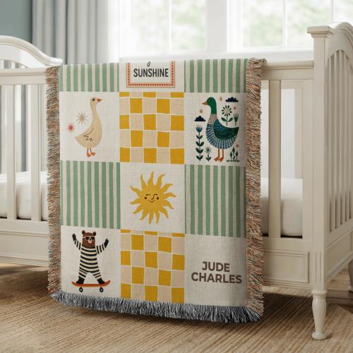 Personalized Baby Blanket Custom Name Baby Quilt You Are My Sunshine Blanket Nursery Decor Blanket Baby Shower Keepsake Gift for Boys