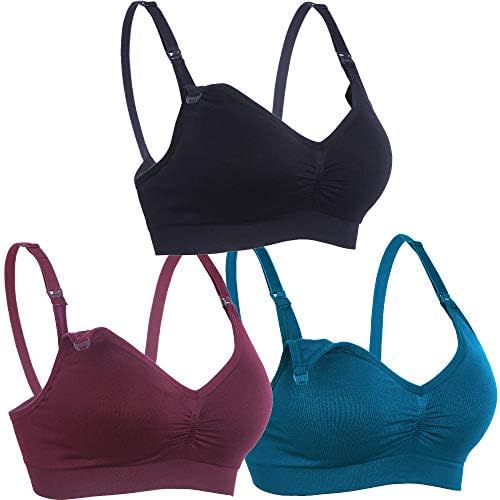 Womens Nursing Bra for Breastfeeding Seamless Clip Down Push Up Padded Maternity Bras 4-Pack