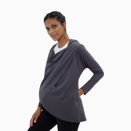 Ingrid and Isabel Active Wrap Sweatshirt - Asphalt, S
