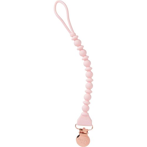 Itzy Ritzy Silicone Pacifier Clip; 100% Silicone Pacifier Strap with Clip Keeps Pacifiers, Teethers & Small Toys in Place; Features One-Piece Design & Silicone Cord, Pink + Rose Gold Clip
