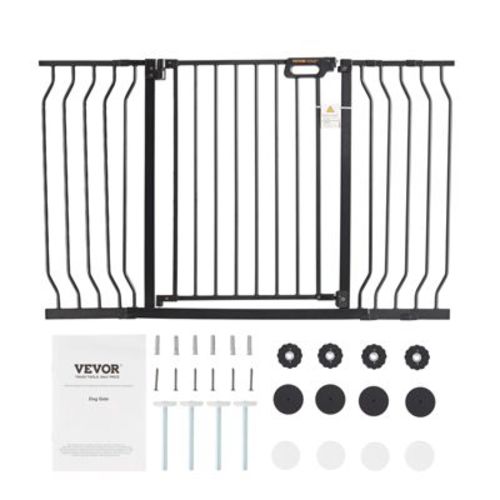 VEVOR Baby Gate,29.5"-51" Extra Wide,30" High, Dog Gate,Thru Auto Close Child Gate Pet Security Gate with Pressure Mount Kit and Wall Mount Kit, Black