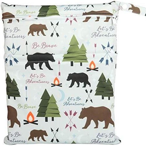 (Be Brave) - Wet Dry Bag Baby Cloth Nappy Nappy Insert Bag Reusable With Two Zippered Pockets (Be Brave)