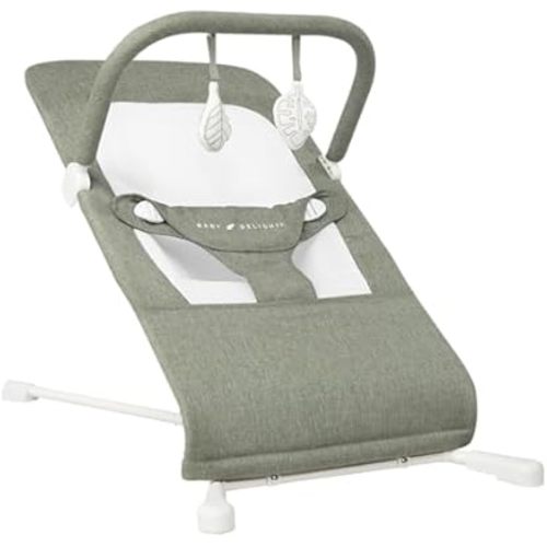Baby Delight Highland Baby Bouncer | Infant | 0 – 6 Months | 3-Position Recline | Sage Tweed
