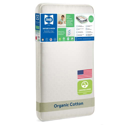 Sealy Nature's Haven Breathable Organic Cotton Baby Crib and Toddler Mattress