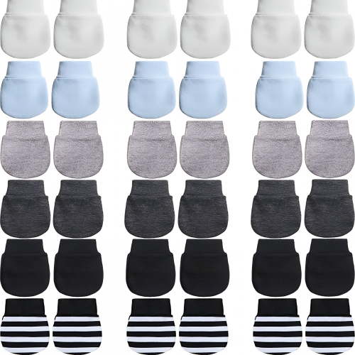 TELOLY 18 Pairs Newborn Baby Mittens, No Scratch Cotton