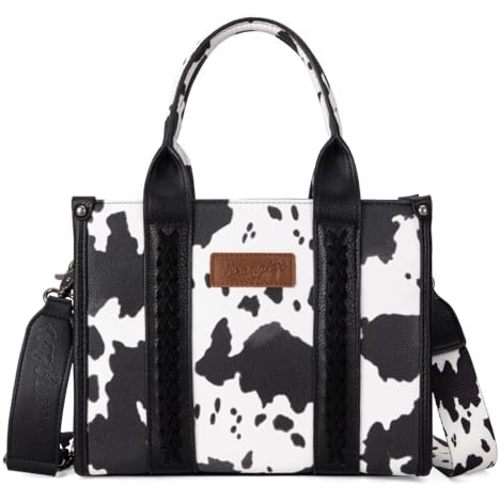 Wrangler Cow Print Tote Bag for Women Western Purse Boho Top Handle Satchel Handbag with Signature Strap