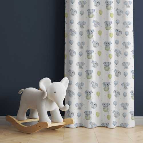 Elephant Curtains, Nursery Drape, Elephant Patterned Drapes for Nursery Room, Gender Neutral Nursery Curtains, Window Curtains,Baby Curtains