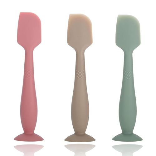 Baby Diaper Cream Spatula, Seeway 3 pack Baby Butt Paste Spatula, Diaper Cream Applicator, Silicone Butt Spatula for Newborn Babies (dark pink, green, brown) - red+brown+green