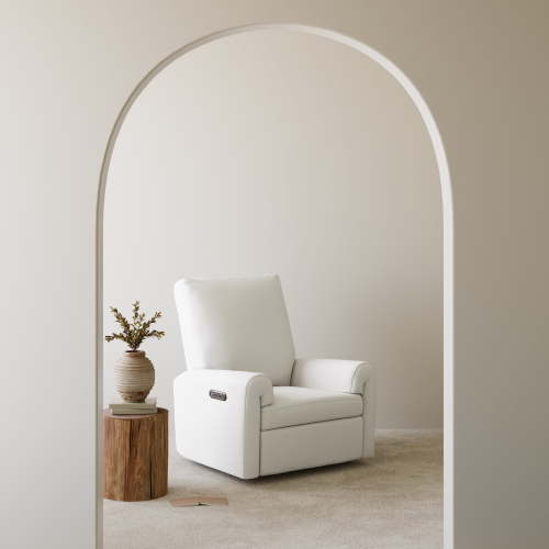 Art of Nursery by Storkcraft Sorrento Deluxe Power Recliner Swivel Glider, Ivory Basketweave
