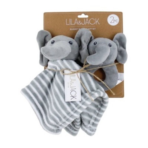 Lila and Jack Elephant Lovey & 5x5.3 Rattle Gift Set