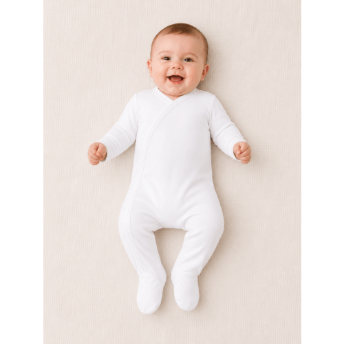 Plain Baby Footie with Fold-Over Cuffs– Cotton Blank| 4 Colors | Embroidery Ready | Newborn–3-6M