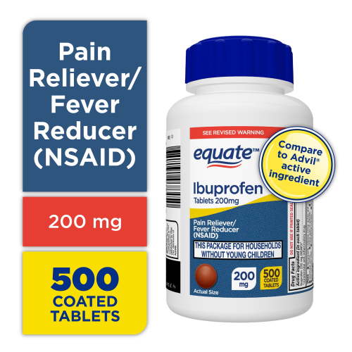 Equate Ibuprofen 200mg Tablets, Pain Reliever and Fever Reducer, 500 Count HSA/FSA Eligible