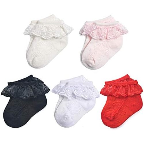 EPEIUS Baby-Girls Eyelet Frilly Lace Socks,Newborn/Infant/Toddler/Little Girls (Pack of 2/3/4/6)