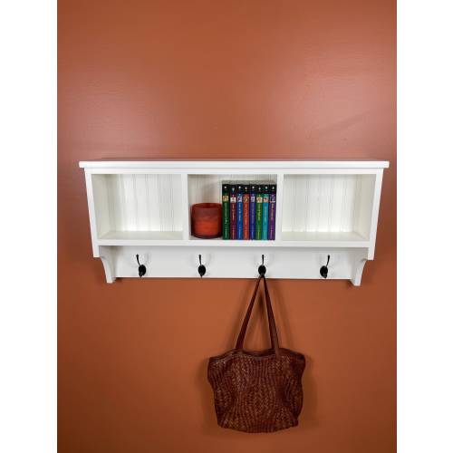 Wall Hanging Cubby Shelf with Hooks