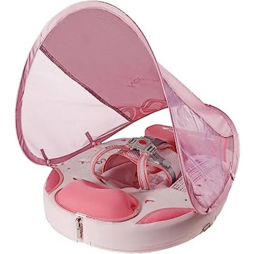 Newest Fold-able Easy Carry with Tail Canopy Crotch Mambobaby Float Non-Inflatable Baby Float Smart Swim Trainer Soft Solid Waist Swim Ring Water Toy Infant Pool Float