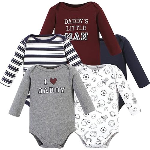 Hudson Baby baby-boys Cotton Long-sleeve Bodysuits 5-pack